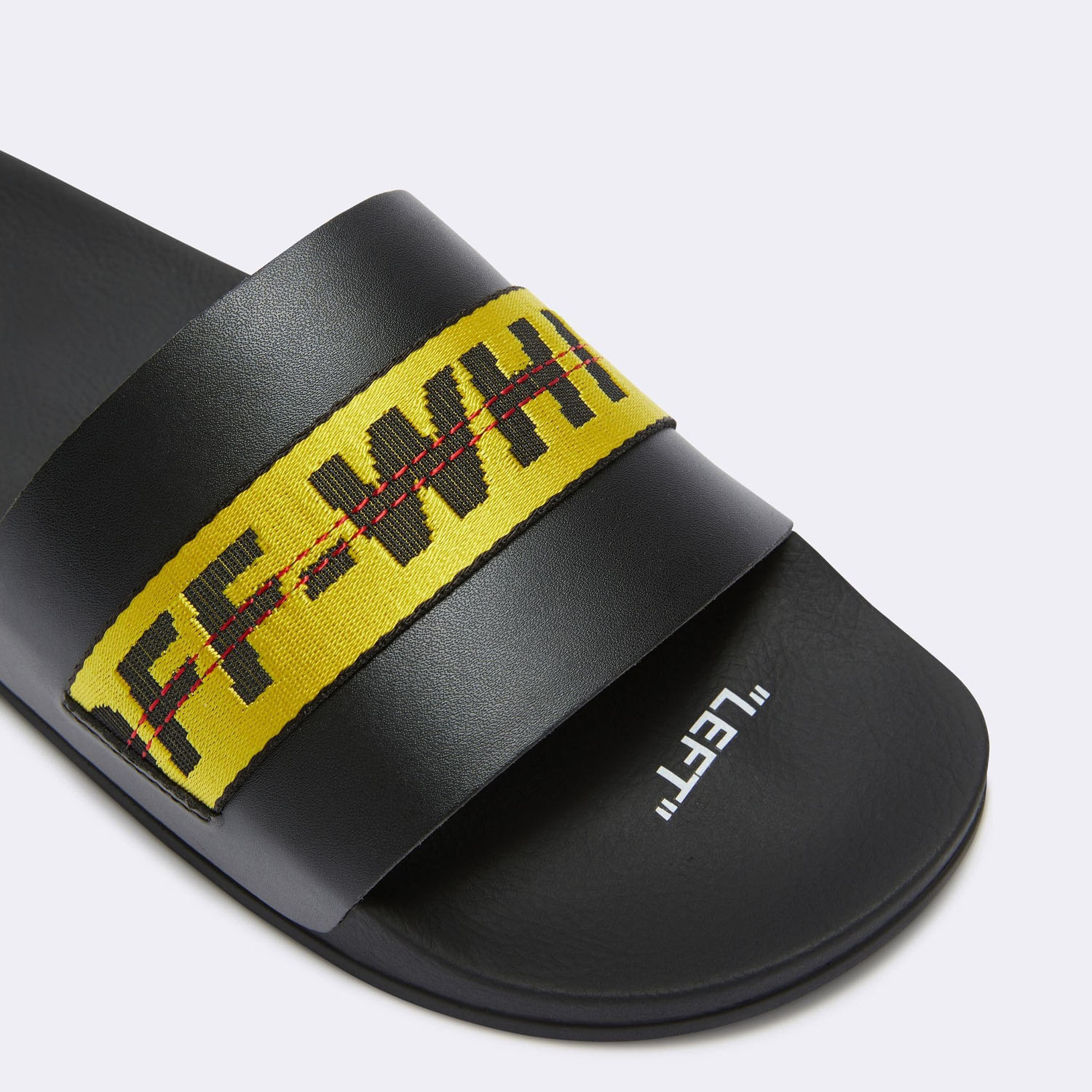 Шльопанці Off White Industrial Belt Slider Black Yellow — купити в